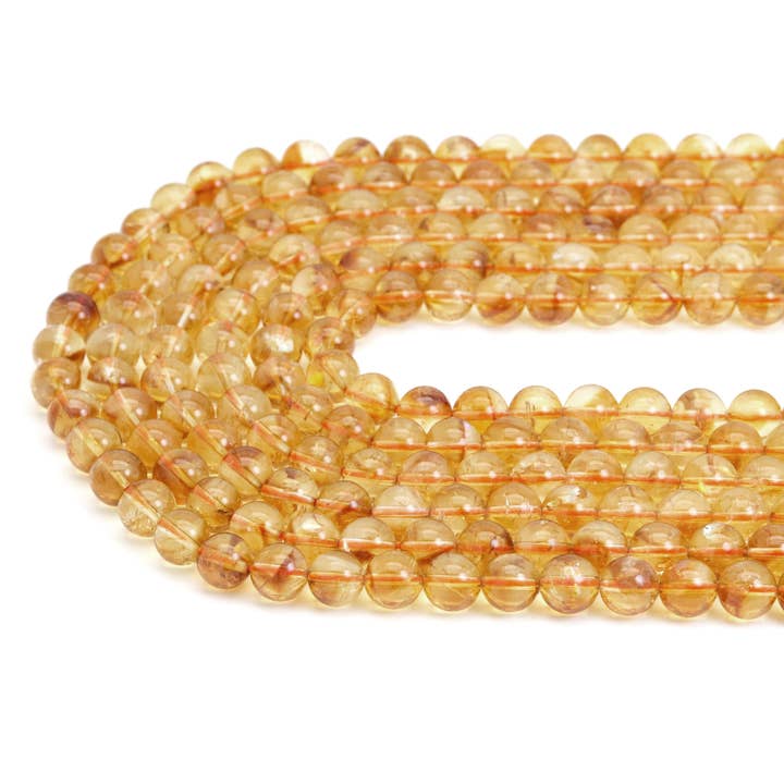 BestBeads&Beyond - Wholesale Beads - Genuine Citrine Round Smooth Beads, Sku#U20291