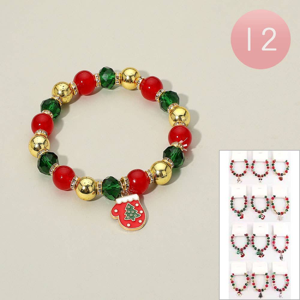 Loogai - Wholesale Beaded Bracelet - Christmas Charm Beaded Bracelets - Assorted