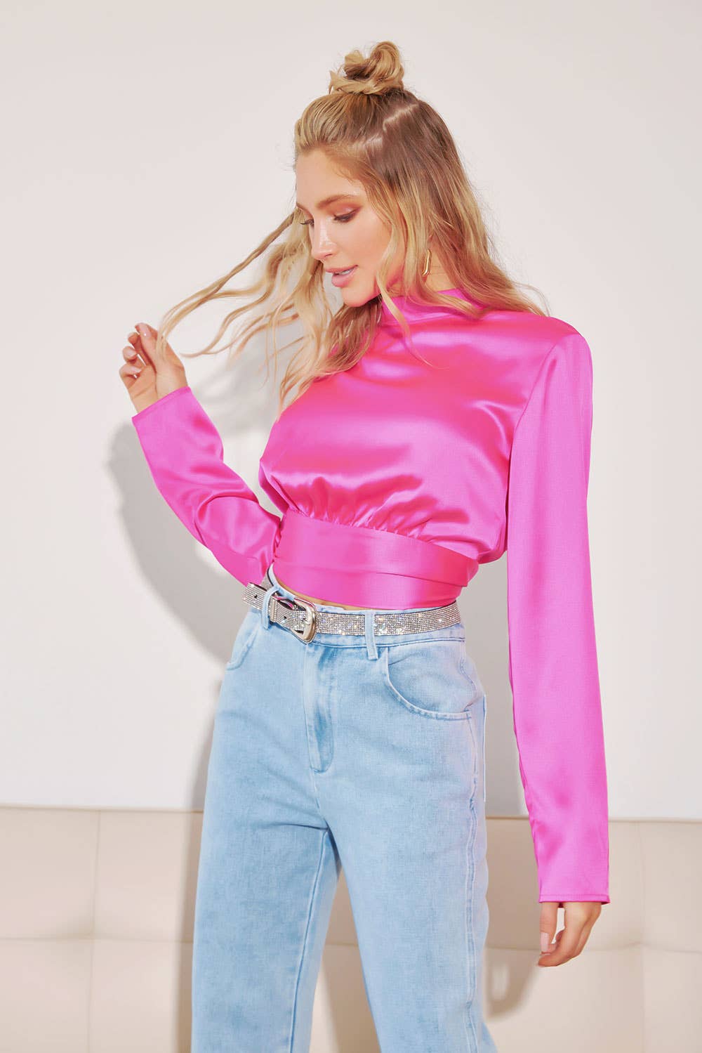 Strut & Bolt – wholesale Blouse – Women’s – Back Bow Tie Satin Blouse21