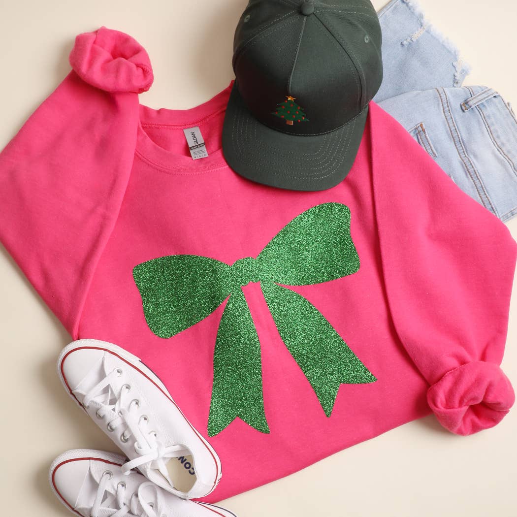 Fashion City - Wholesale Sweatshirt - Unisex - Large Glitter Ribbon Heavyweight Fleece Sweatshirt2