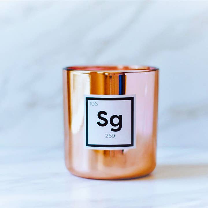 Seaborgium Candle for wholesale by The Copper Cul de Sac