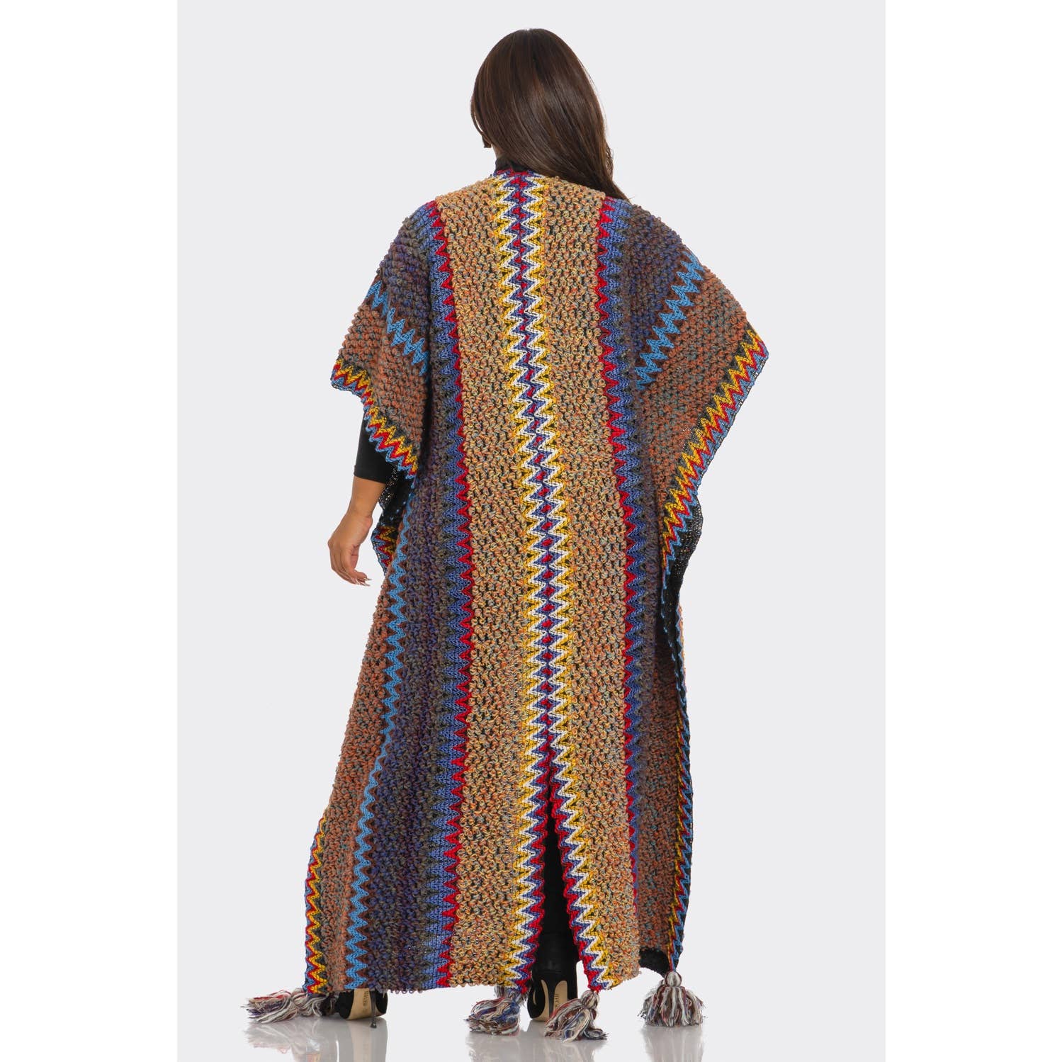HiteJeans - Vente Cardigan – femme - Cardigan poncho long multicolore8