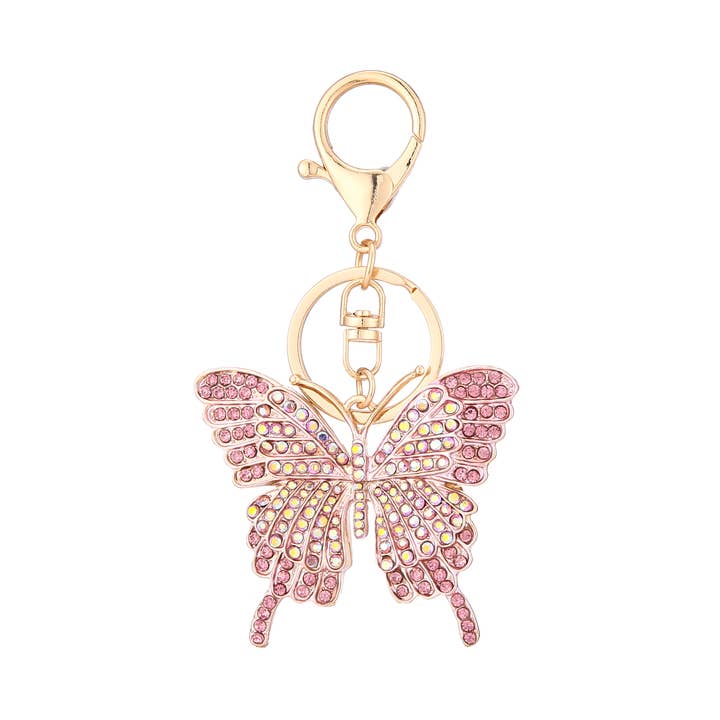 Llavero con temática de mariposa de pedrería para venta al por mayor de Nima Accessories Inc