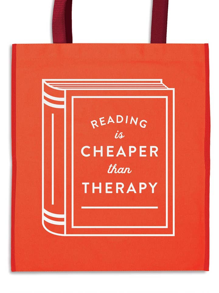 Reading is Cheaper Than Therapy Reusable Shopping Bag for wholesale by Chronicle Books