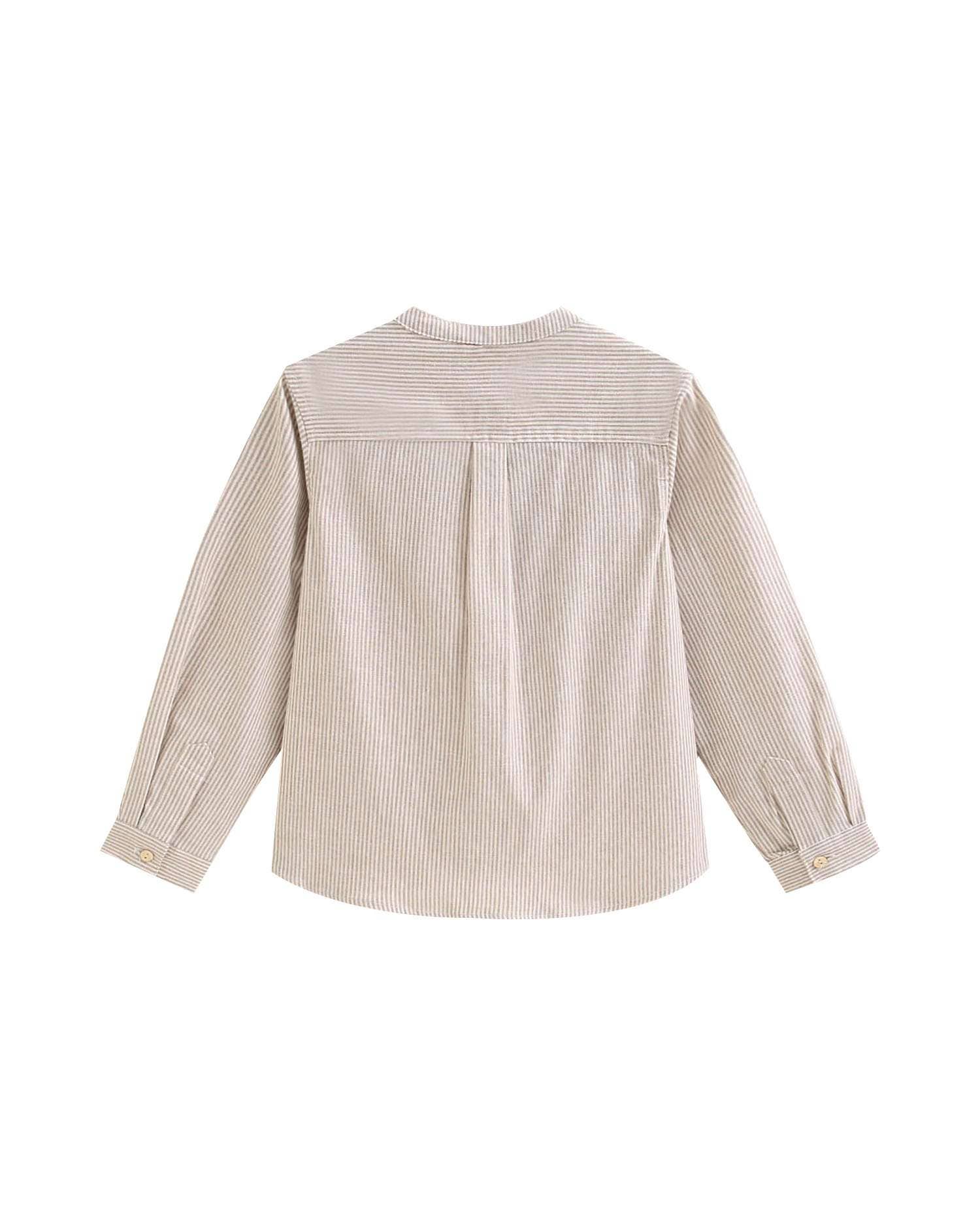 Dadati - Wholesale Button Down Shirt - Kids - Long-sleeved shirt for boys with stripes in tan beige8