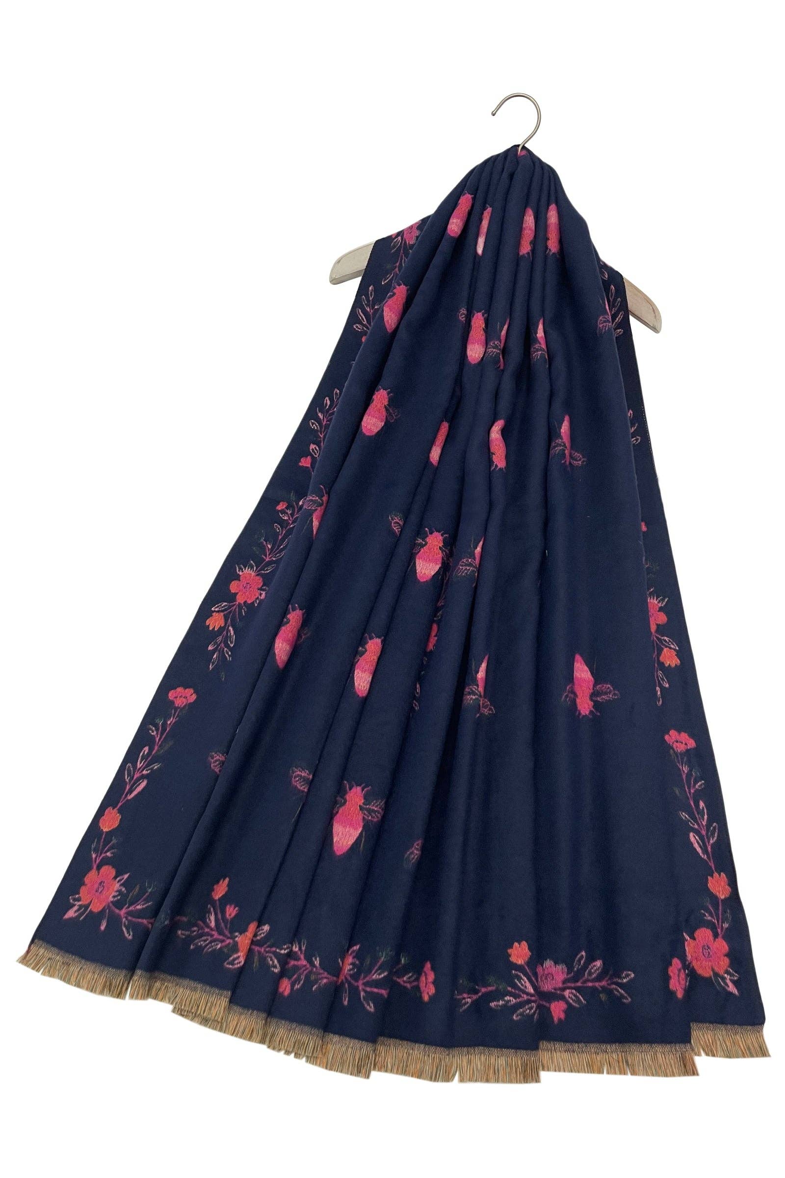 Fashion Scarf World - Wholesale Scarf - Women's - Bee & Floral Soft Woven Frayed Scarf18