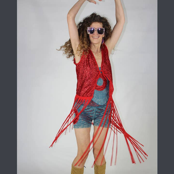 Rosso Gilet con Frange Amni Blues in vendita all'ingrosso su Faire