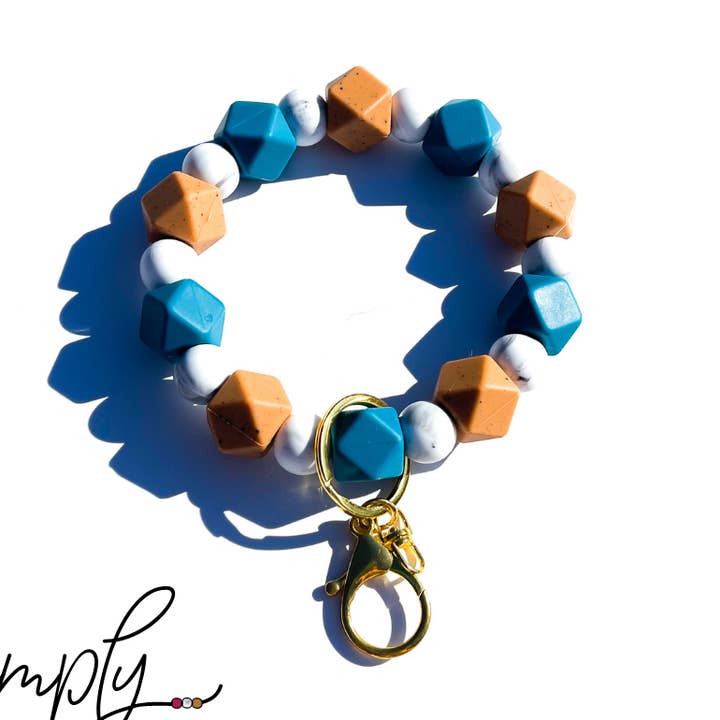 Porte-clés géométrique bleu, marron et marbre pour la vente par Shop Simply Fidgets