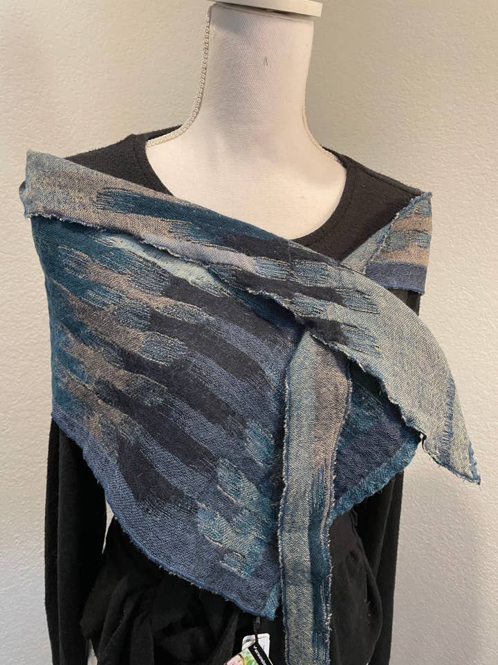 510/Pointed scarf~ Morocco Blue for wholesale by In Style Scarves