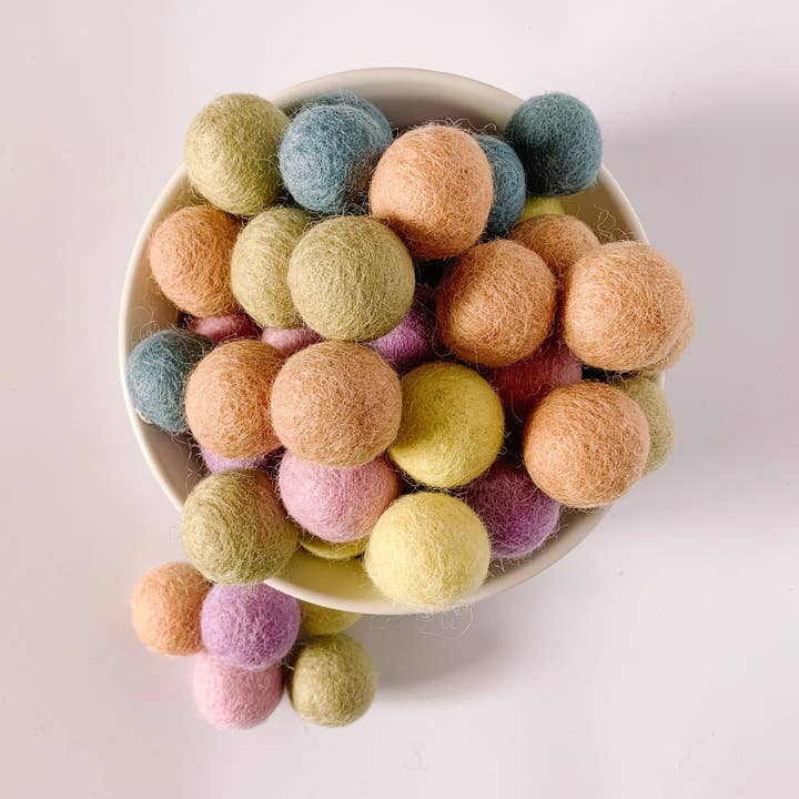 Pastel Rainbow Felt Ball Bundle Of 60 - 2cm for wholesale by Sewing Seeds Play