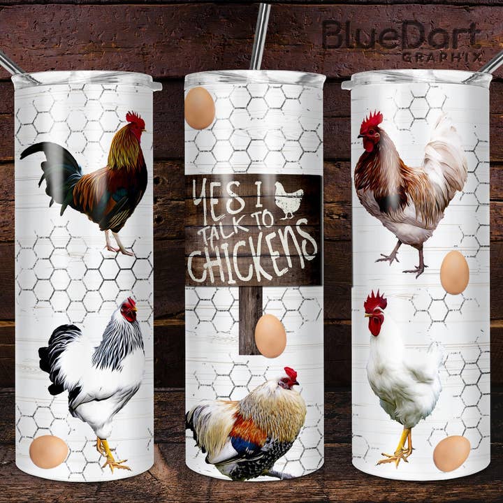 Funny Chicken Tumbler, Western decor, 20 oz Skinny Tumbler for wholesale by Dm Crafting