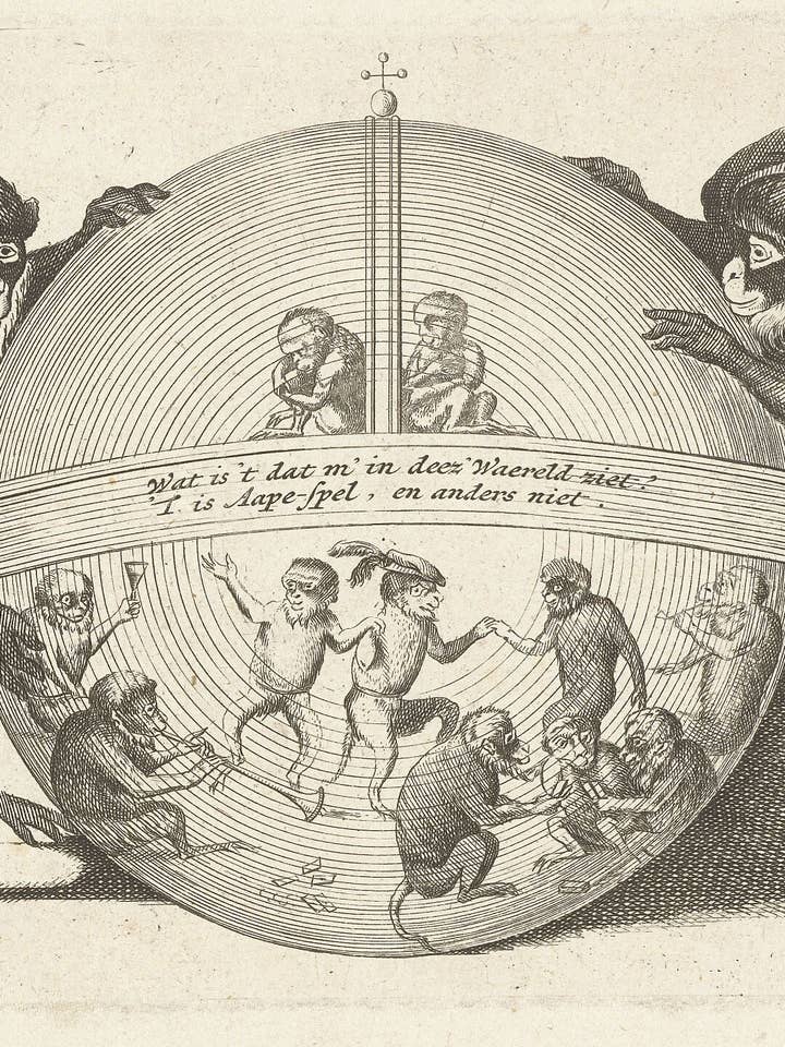 Dos simios sosteniendo el mundo por Quirin Boel y David Teniers, 1635 para venta al por mayor de Flashback Shop