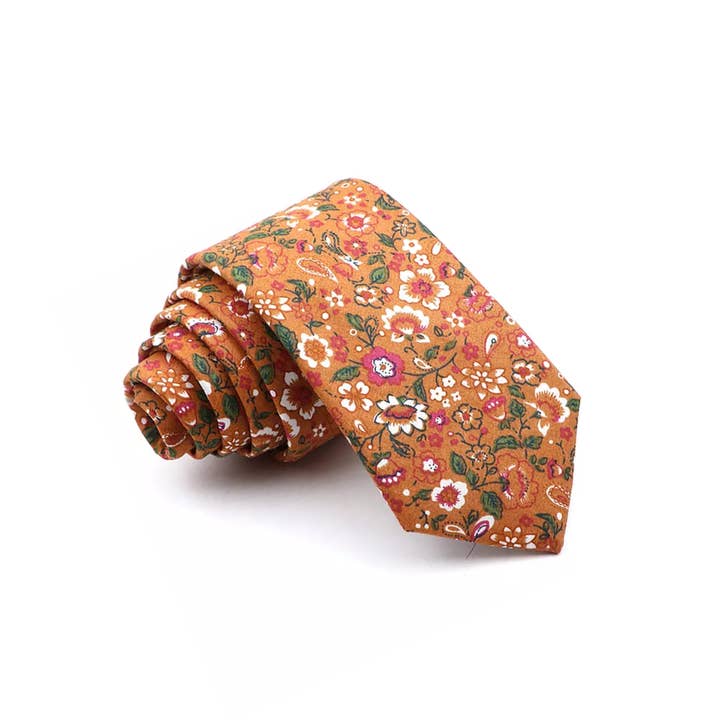 Tie Mood - Wholesale Necktie - Men's - Layla Burnt Orange Floral Tie