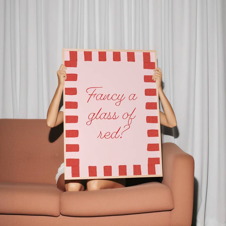Apetece-lhe Um Copo de Tinto? Impressão por atacado de Pink Giraffe Print Co