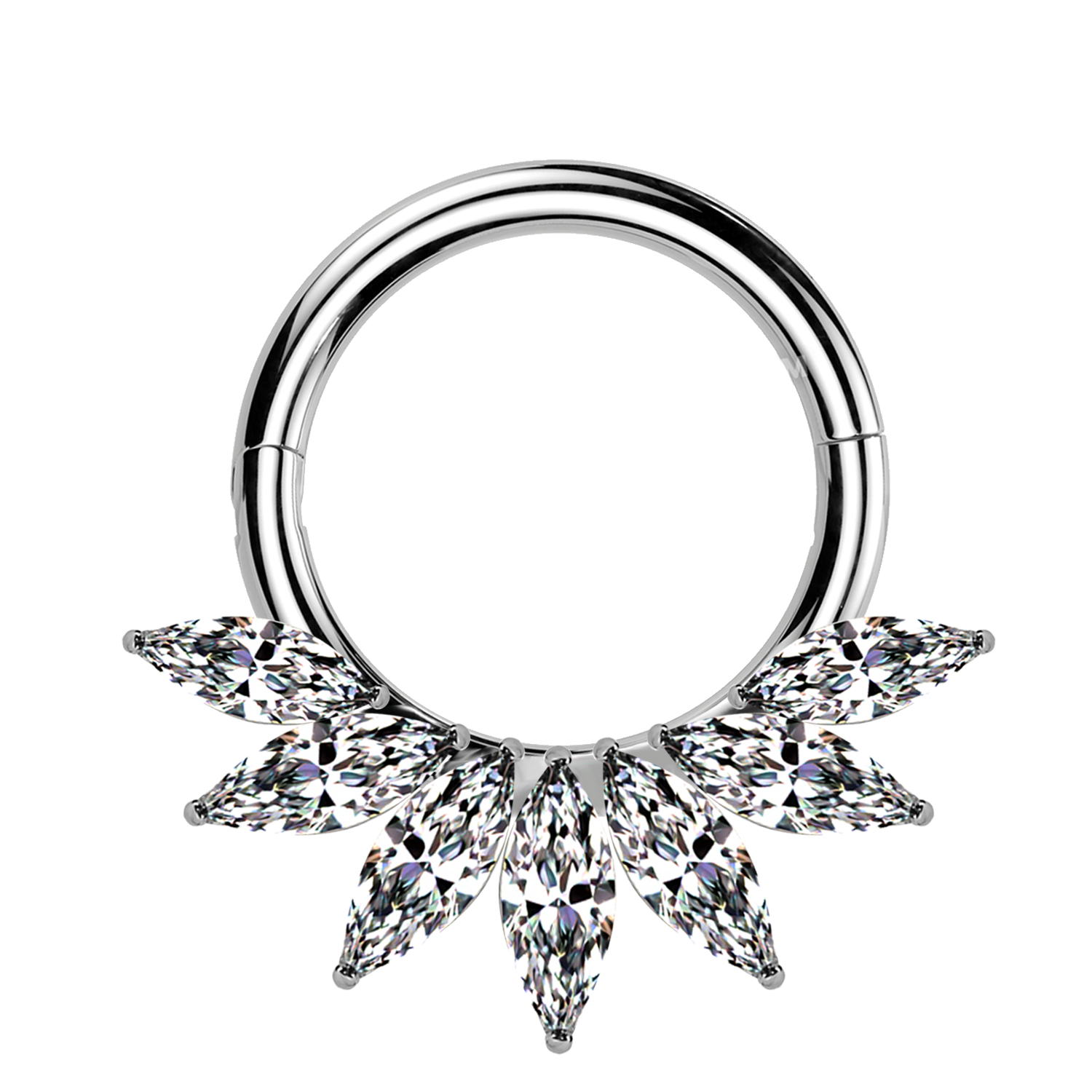 Awaken - Wholesale Single Earring - Clicker Circle Piercing with Seven Crystals3