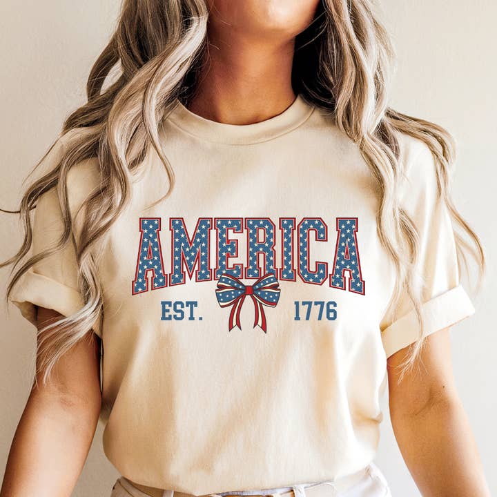 Amerika Est 1776 4. Juli Grafik-T-Shirt für den Großhandel von Happy Mail Wholesale