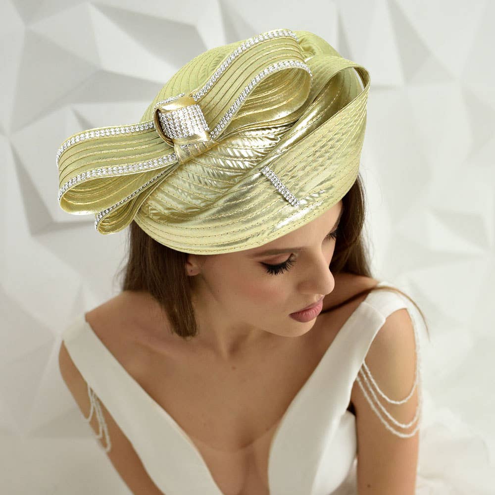 Sensibling Corp. - Wholesale Fascinator Hat - Women's - Rhinestone Rim Bow Church Dressy Hat
0