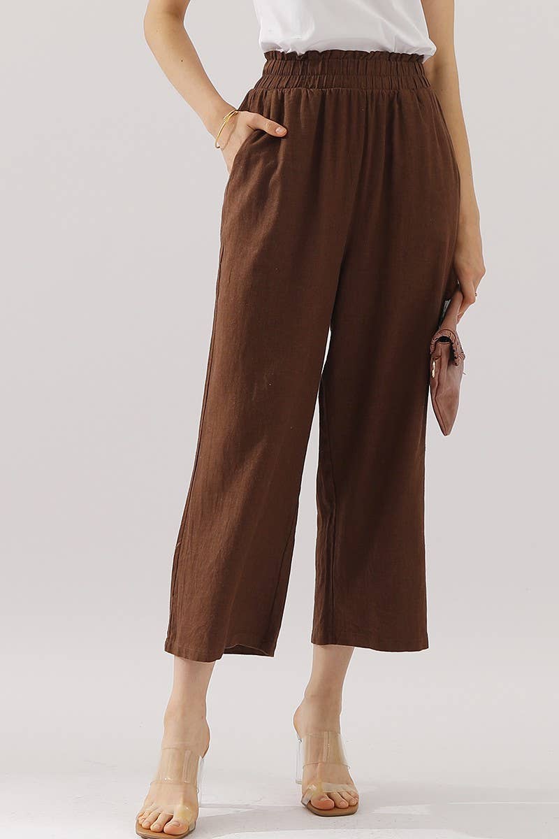 NINEXIS - Wholesale Pants - Women's - CWBLP416_EASY PULL ON LINEN CAPRIS PANTS WITH SIDE POCKET14