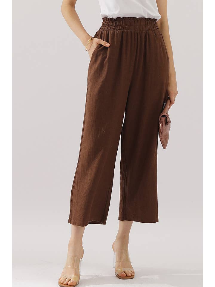 NINEXIS - Wholesale Pants - Women's - CWBLP416_EASY PULL ON LINEN CAPRIS PANTS WITH SIDE POCKET14