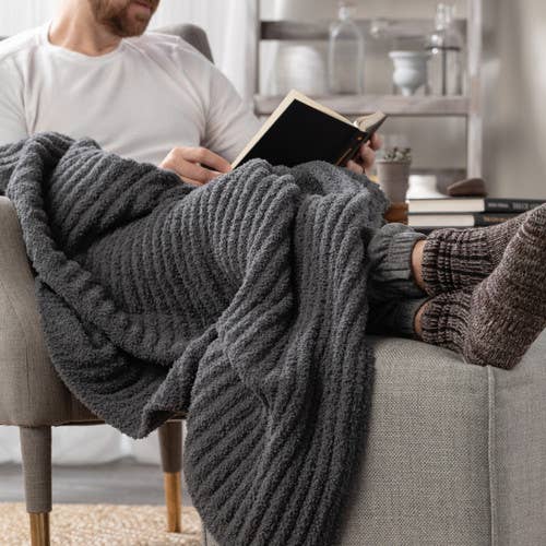 DEMDACO - Wholesale Throw Blanket - Ribbed Blanket - Gray