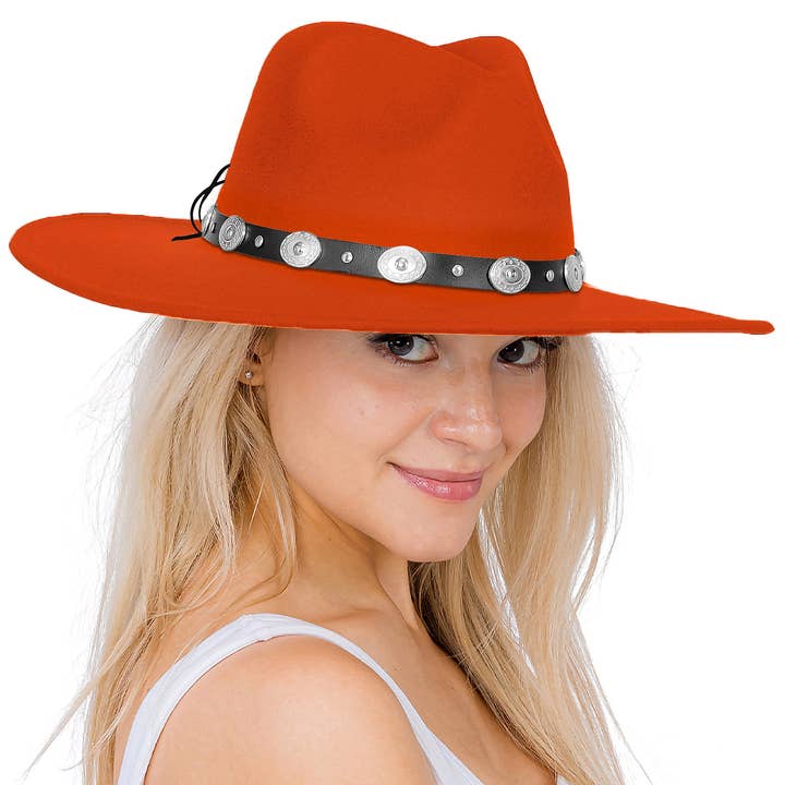 Cap Zone – Fedora - Mulher por atacado – Chapéu de Feltro Rancher de Aba Larga com Cinto de Conchas22