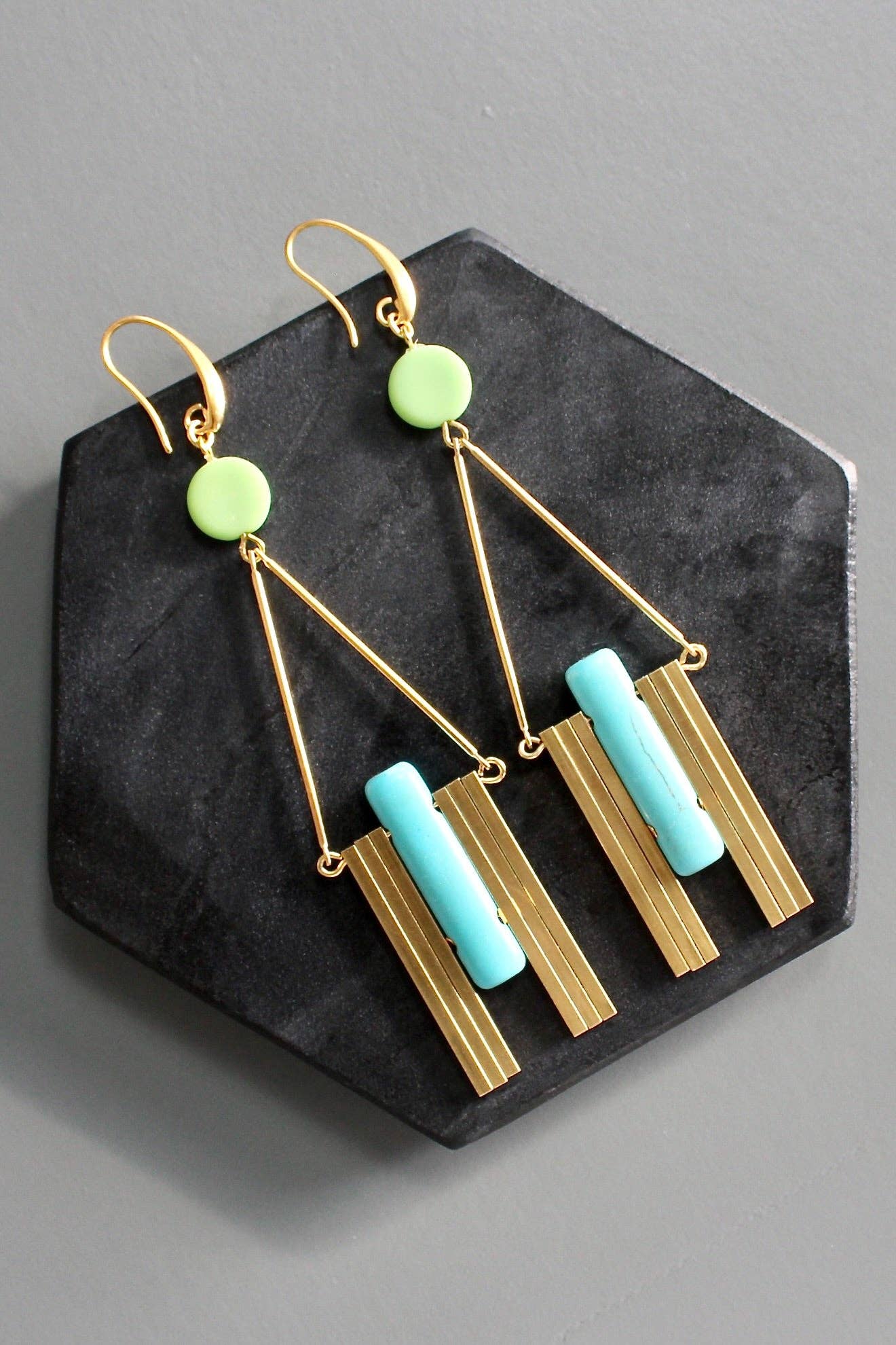 David Aubrey Jewelry - Vendita all'ingrosso Orecchini pendenti - Orecchini Artdeco menta e turchese KYLE780