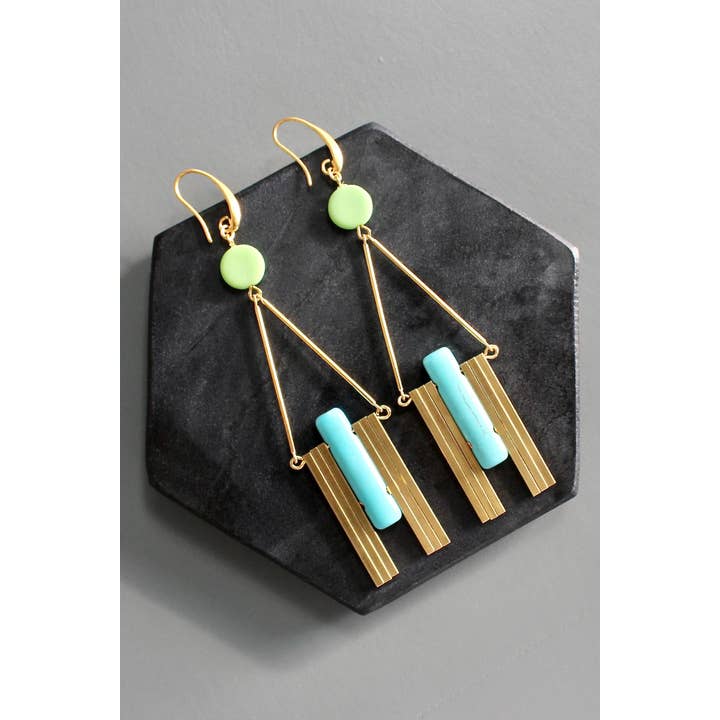 David Aubrey Jewelry – Engroshandel Hængeøreringe og creoløreringe – KYLE78 mint og turkis Artdeco øreringe