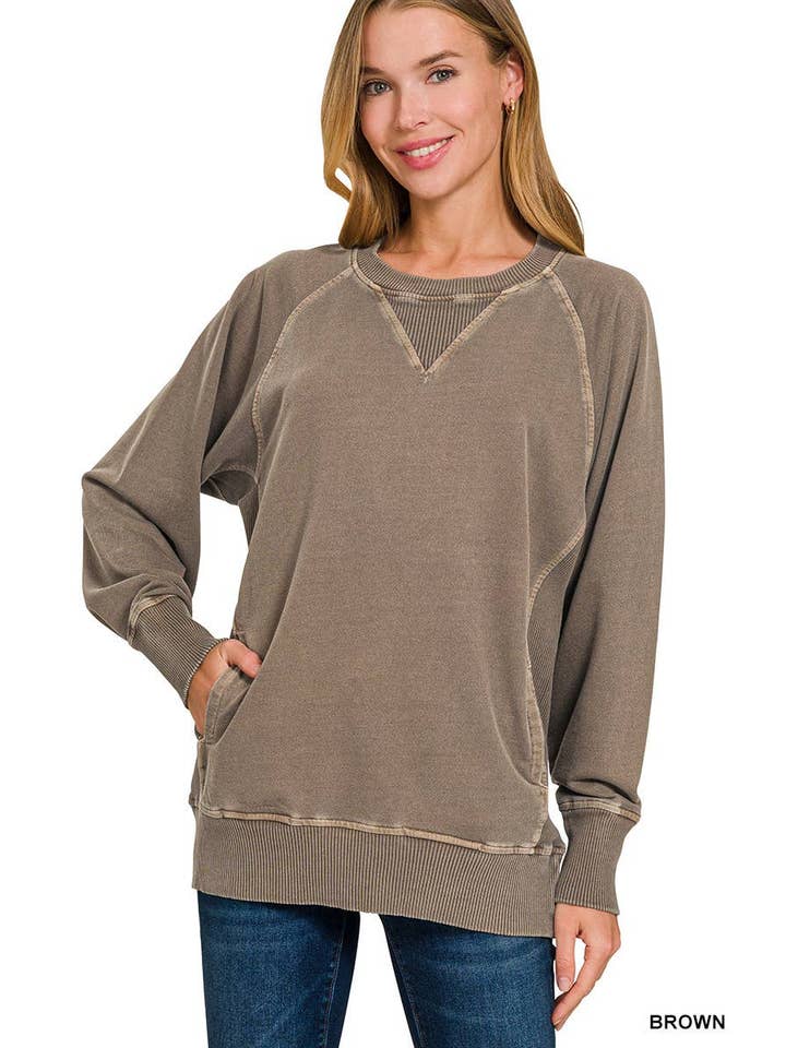 Vanilla Monkey - Vendita all'ingrosso Felpa - Donna - Pullover French Terry tinto a pigmento con tasche6