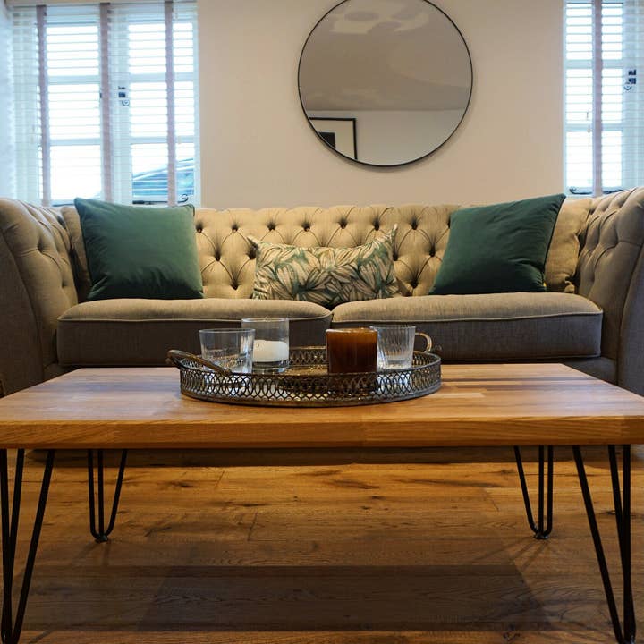 Oak & Walnut Coffee Table Hairpin Legs Modern for wholesale by Melbourne Maker