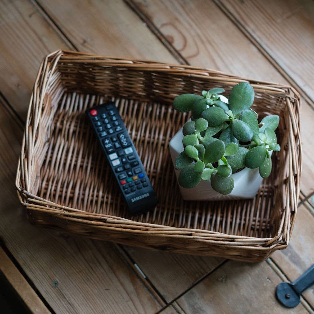 Arthur Cameron – wholesale Basket – Distilled Brown Rectangular Wicker Shallow Storage Tray Bund5