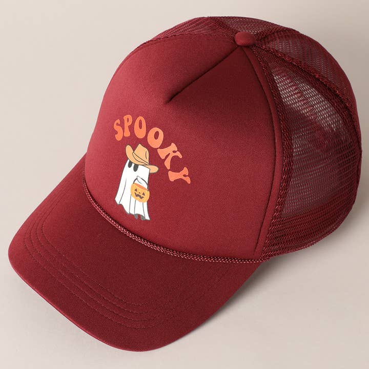 Fashion City - Wholesale Trucker Hat - Unisex - Spooky Ghost Printed Halloween Trucker Hat7