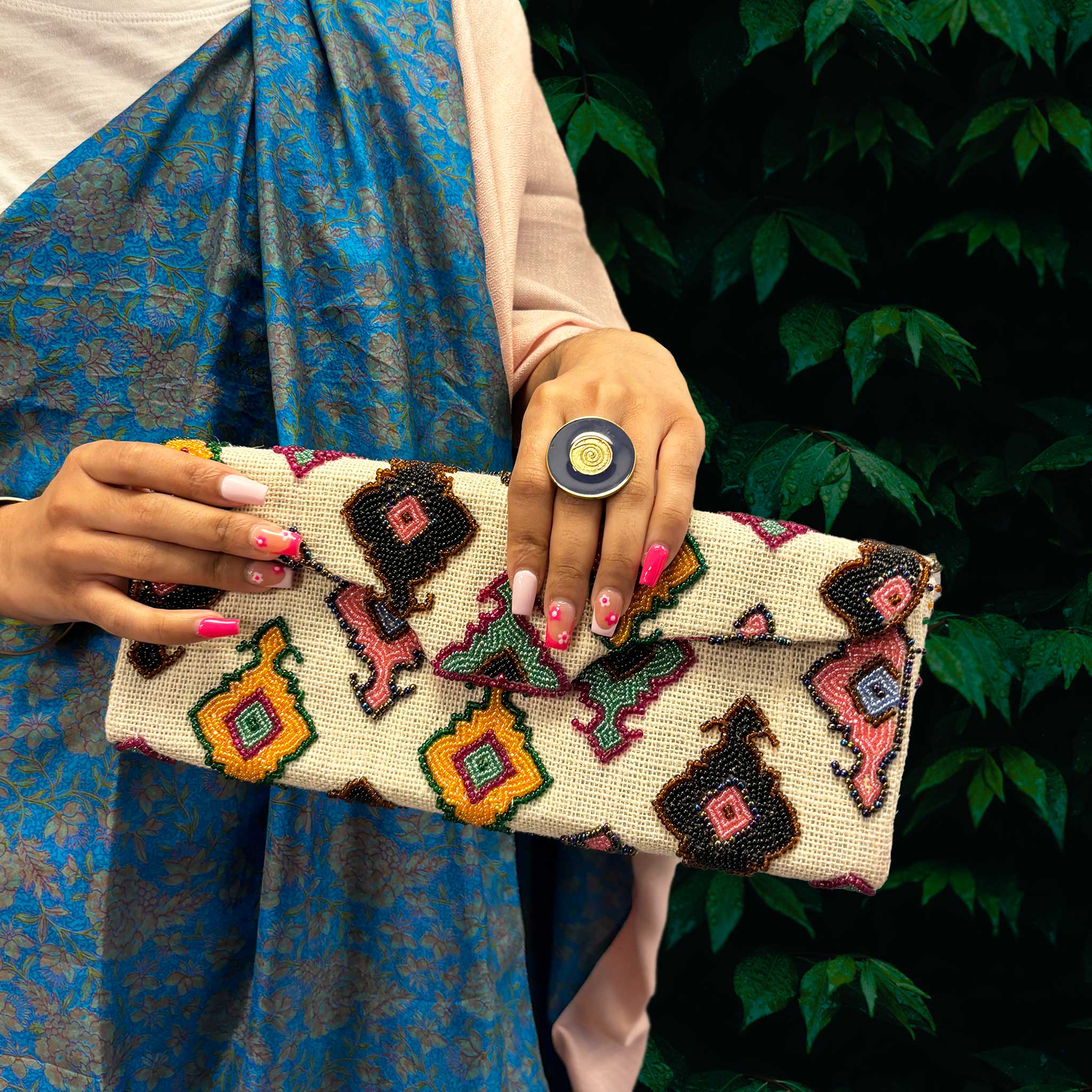 Shastra Home - Wholesale Clutch Bag - Women's - Badami Clutch Hand Beaded Diamond Design0