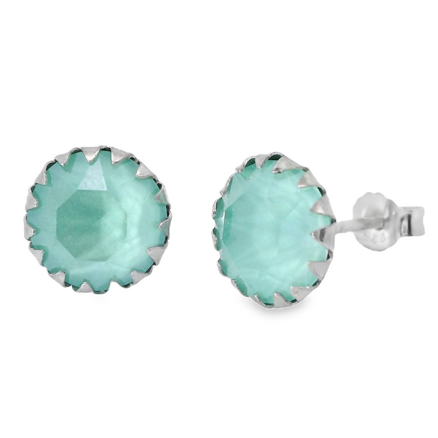 Impala - Wholesale Stud/Post Earrings - Michelle 925 silver crystal mint green earrings0