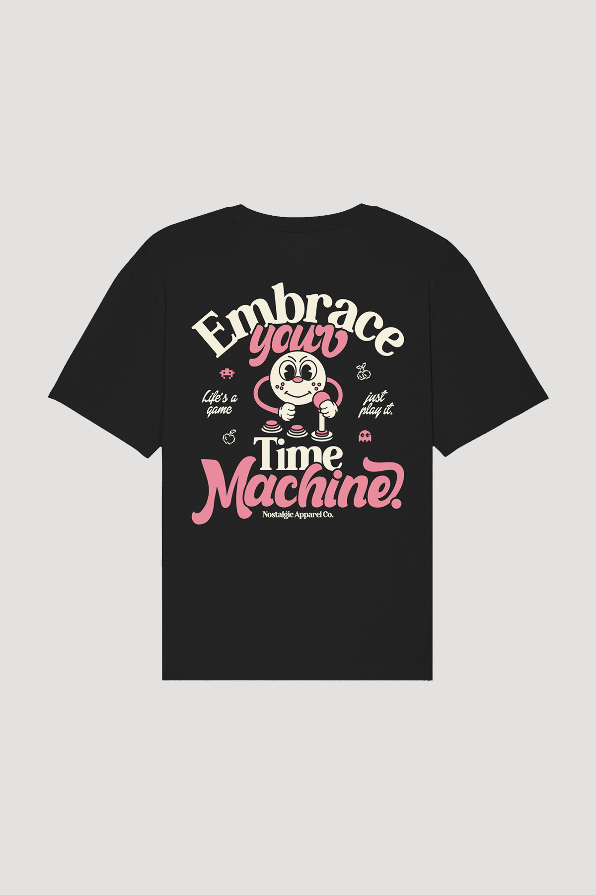 Nostalgic Apparel - Wholesale T-shirt met print - Uniseks - Embrace your Time Machine | Zwart T-shirt0