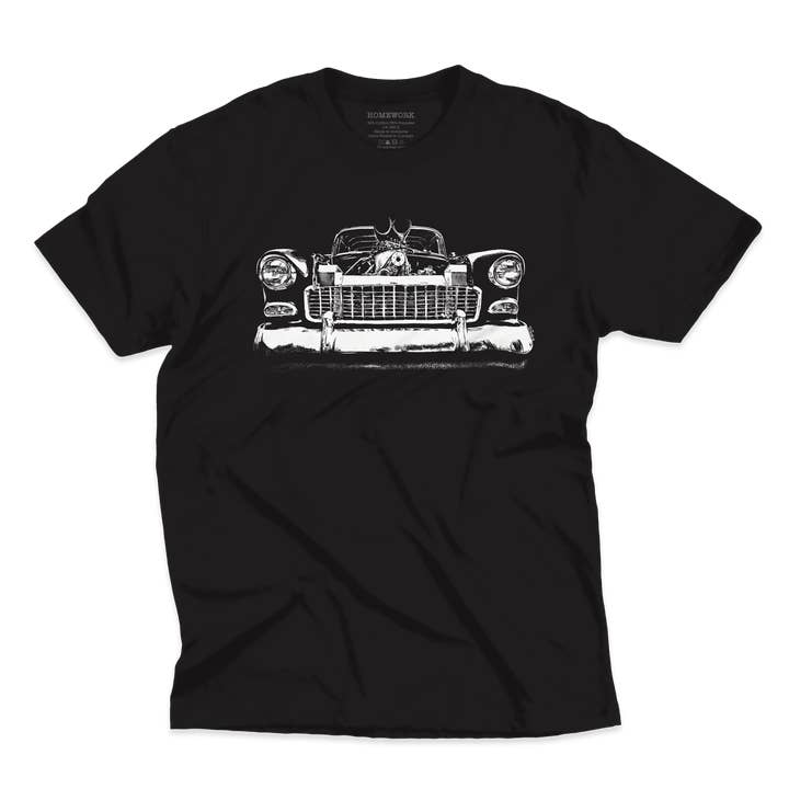 Handgedrukte '55 Chevy Unisex T-shirt voor wholesale door Homework