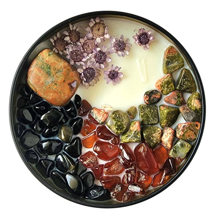 Sacred Ground • 8oz Soy Crystal Candle for wholesale by Nymph & Satyr Co.