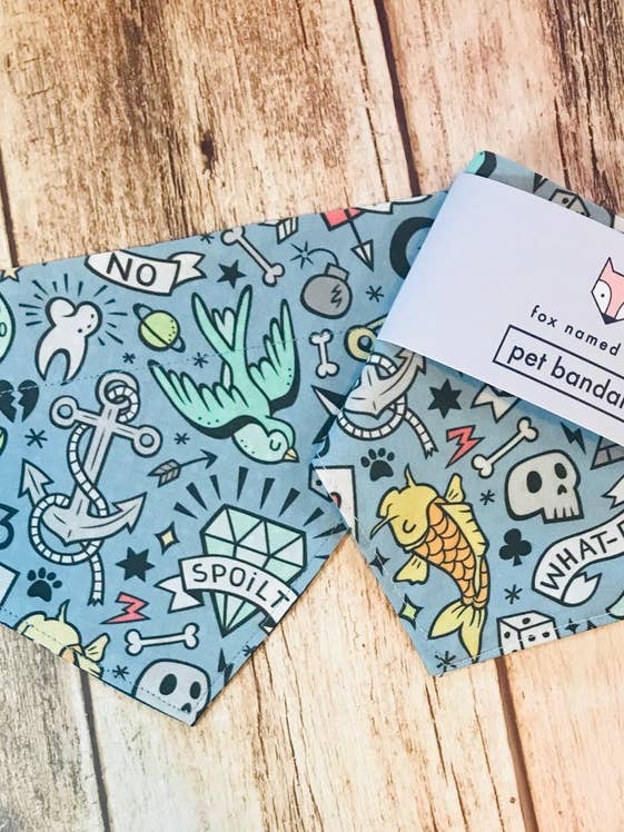 Tattoo Doodle Dog Bandana for wholesale by Fox Named Todd
