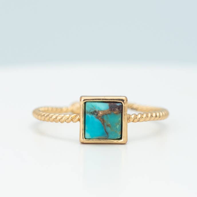 Starfish Project, Inc - Wholesale Single Stone/Solitaire Ring - Jayne Square Turquoise Ring