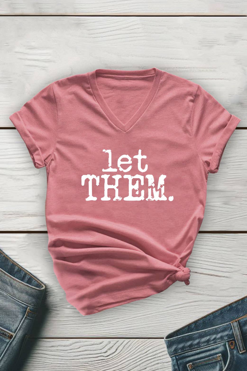 Top Avenue - Wholesale T-Shirt (Graphic) - Unisex - Let Them Retro Typewriter Unisex V Neck Tee4