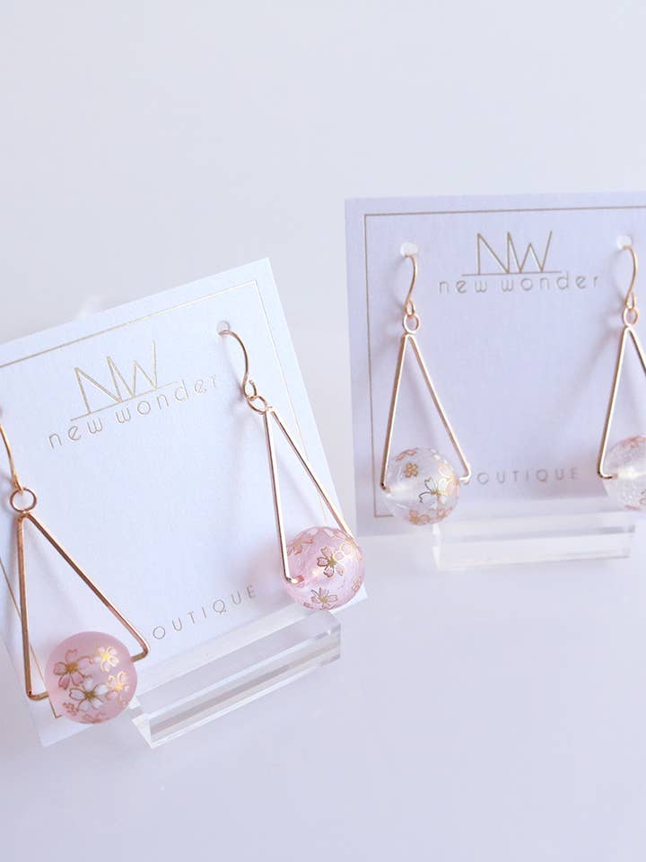 Sakura Øreringe - Pink, Hvid for engroshandel hos New Wonder