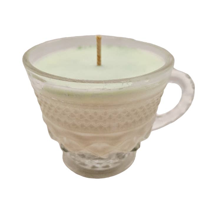 Candele in tazza da punch da 5 oz in vetro pressato Wexford vintage per la vendita all'ingrosso da parte di Beloved Bijou Adornments and Apothecary