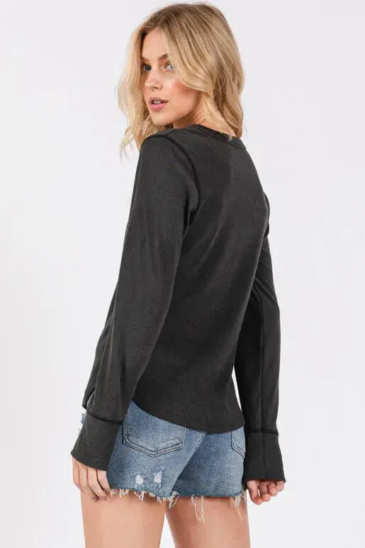 Final Touch - Wholesale Knit Top - Women's - Brushed Ribbed Fitted Long Sleeve Top - NT312805