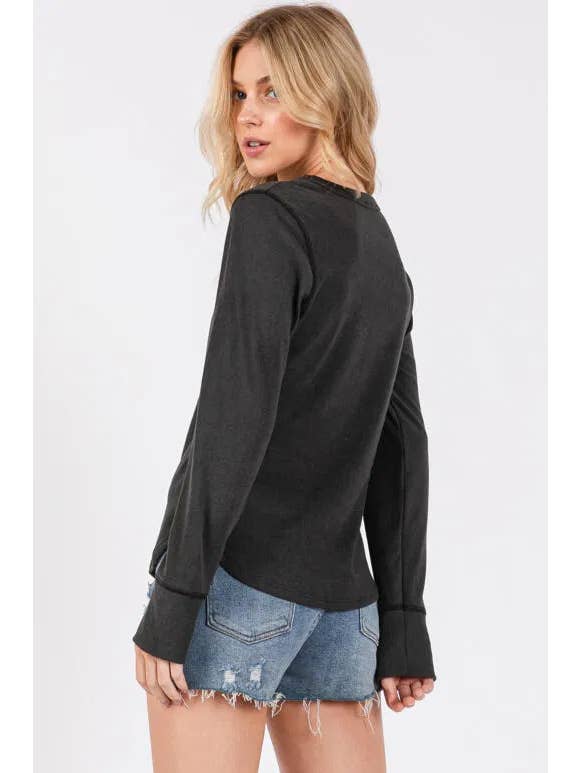 Final Touch - Wholesale Knit Top - Women's - Brushed Ribbed Fitted Long Sleeve Top - NT312805