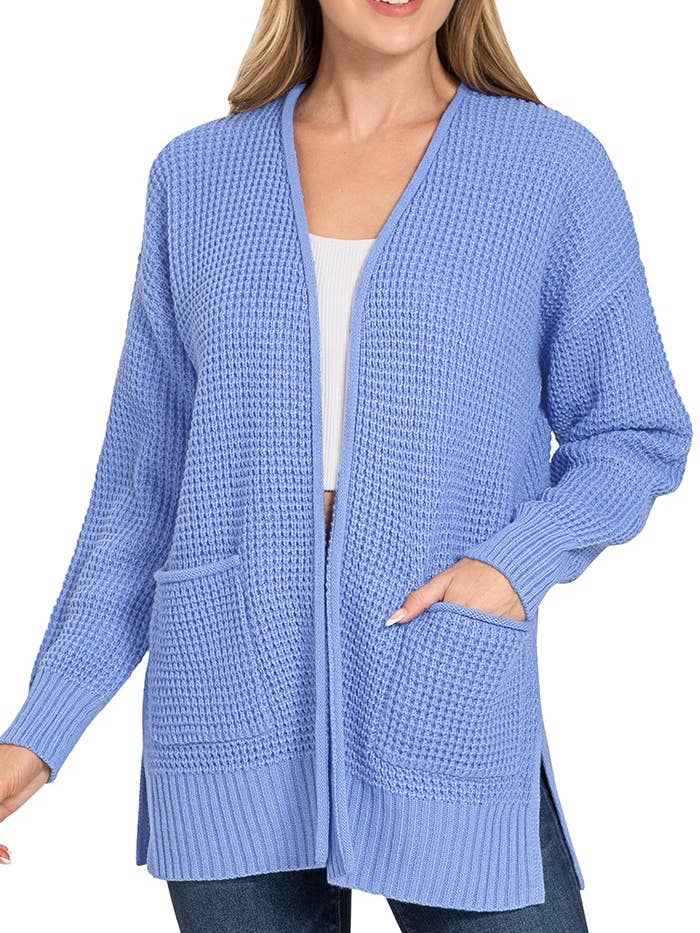 Lågmätare våffla öppen kofta tröja för wholesale av Vanilla Monkey