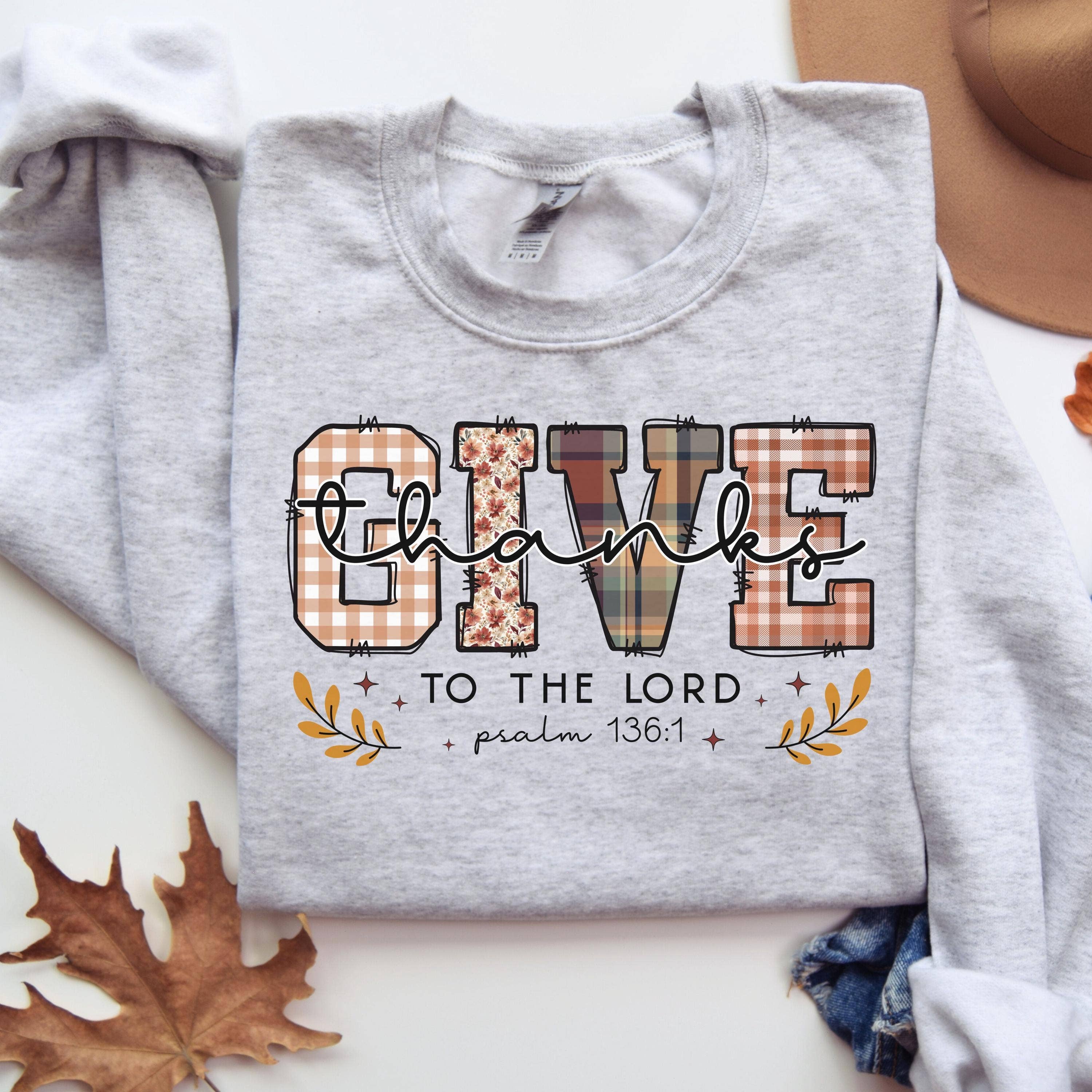 NVC Ecommerce LLC - Wholesale T-Shirt (Graphic) - Women's - Give Thanks To The Lord Tee, Christian Thanksgiving Sweater1