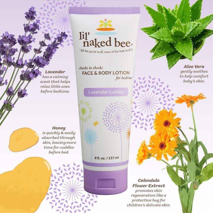 The Naked Bee - Wholesale Body Cream/Lotion - Baby - 8 oz. Lavender Lullaby Cheeks to Cheeks Face & Body Lotion2