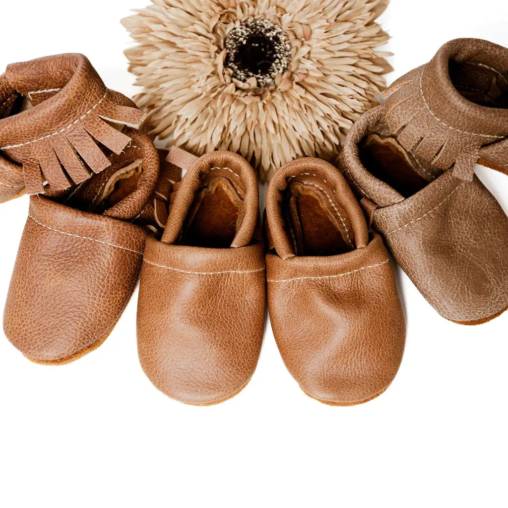Wholesale Chai, Caramel, Sepia Leather Moccs Shoes Baby and