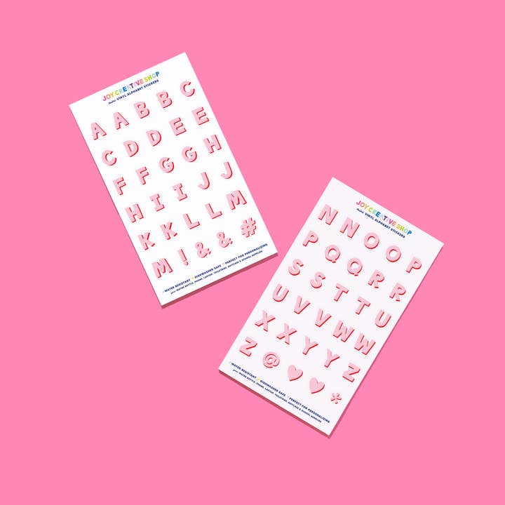 Mini Vinyl Alphabet Sticker Sheet - Pink & Red for wholesale by Joy Creative Shop