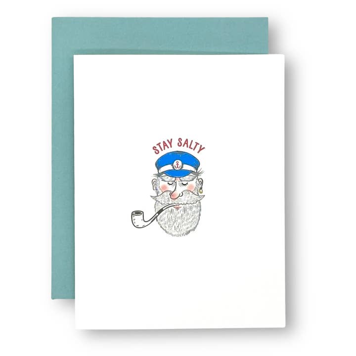 STAY SALTY - Carte de vœux pailletée à la main pour la vente par Seaside + Sunshine Greetings