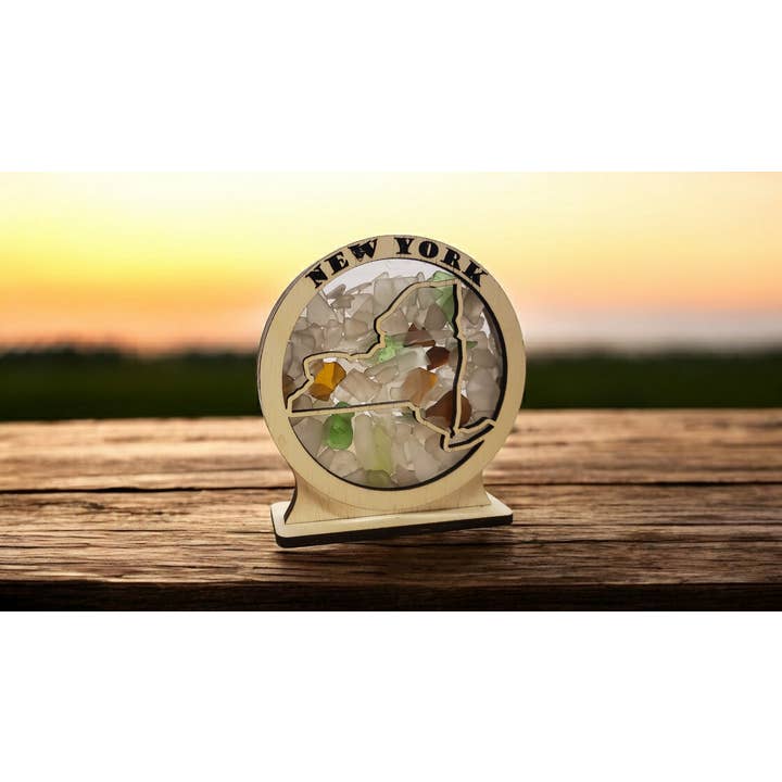 New York Sea Glass Shadowbox Display 4 stilarter for engroshandel hos Sea Glass Displays